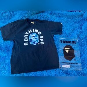 BAPE shirt blue camo ape black size M